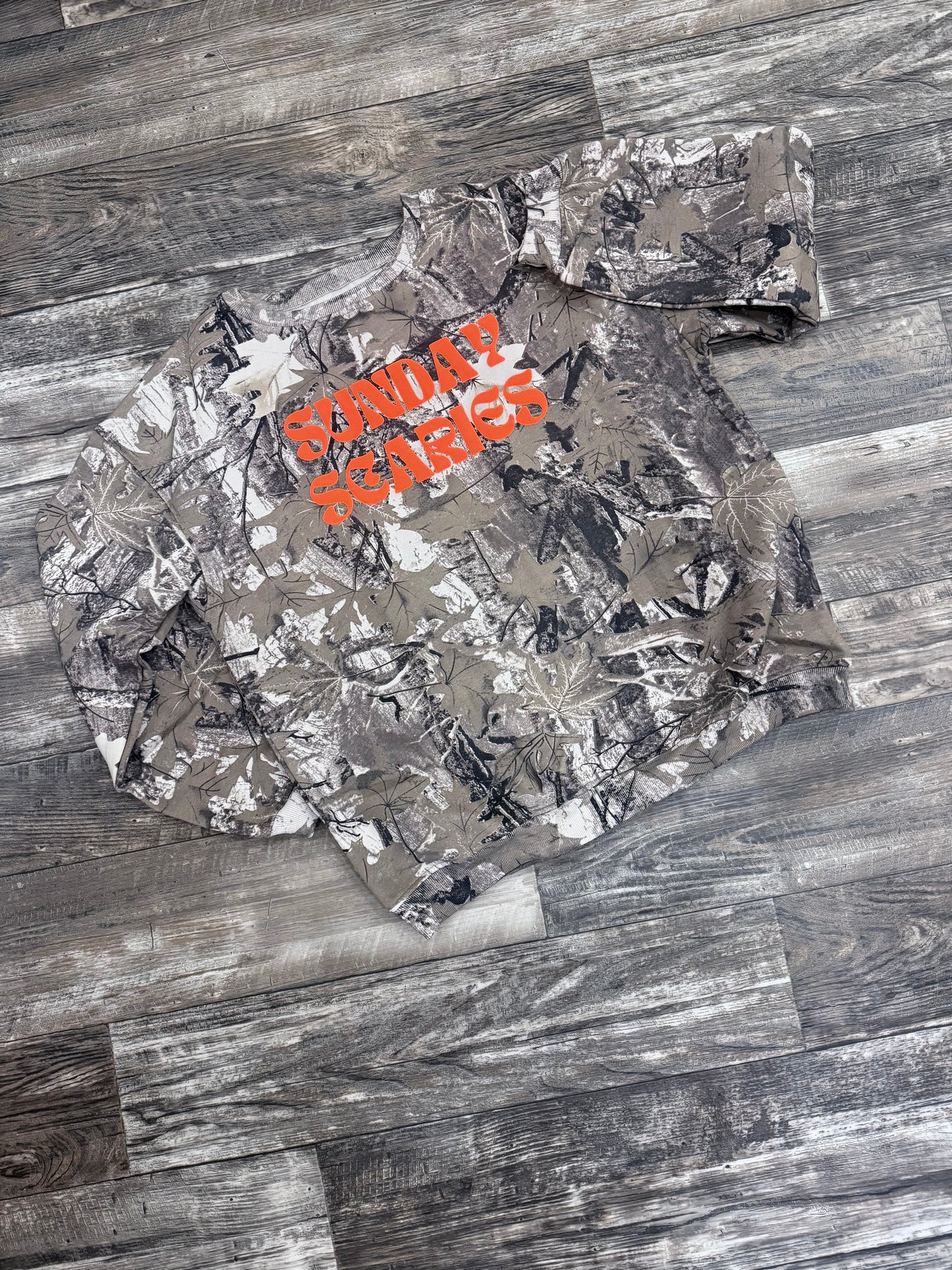 Camo Crewneck Sweatshirt with Puff Vinyl