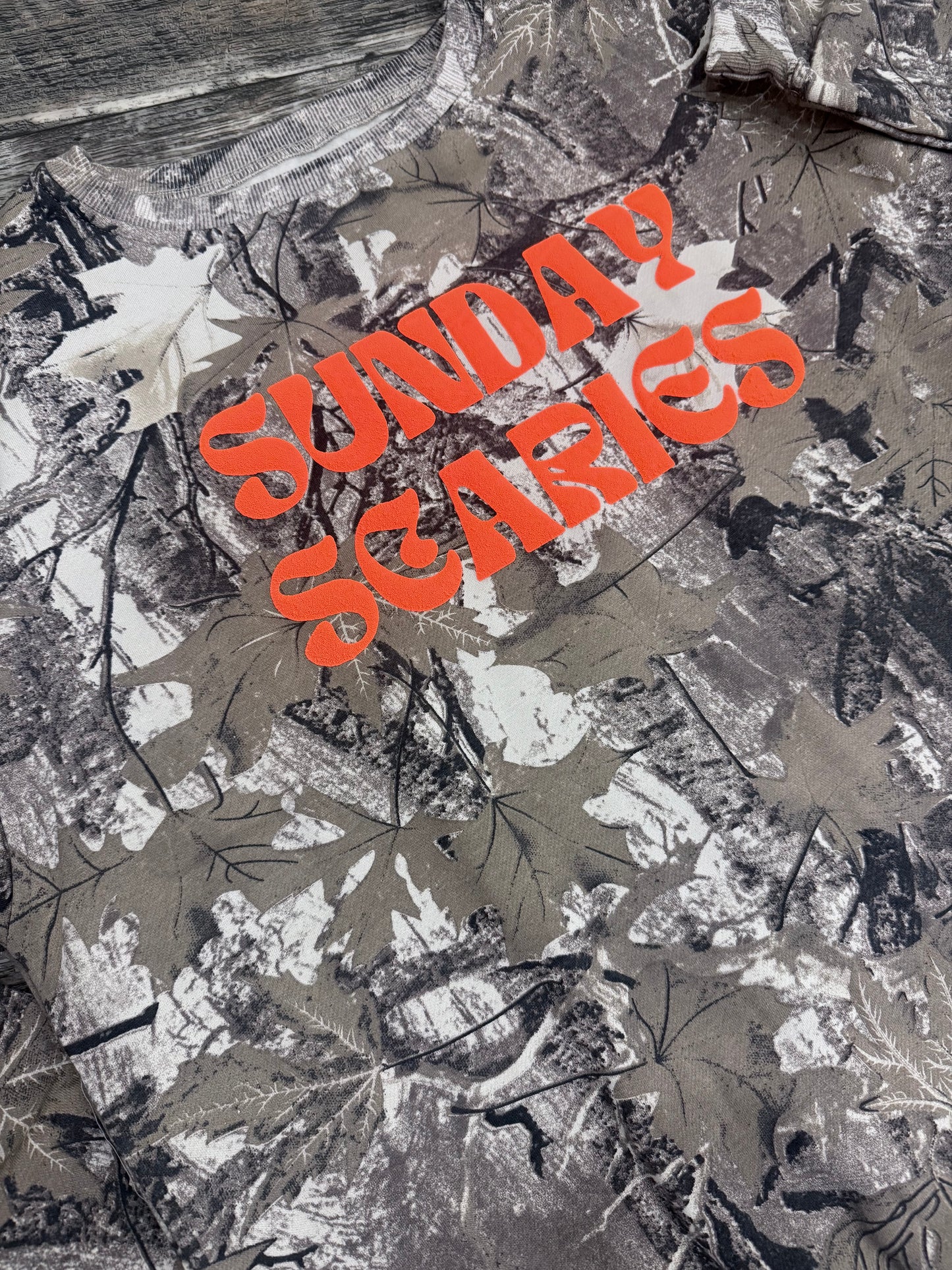 Camo Crewneck Sweatshirt with Puff Vinyl