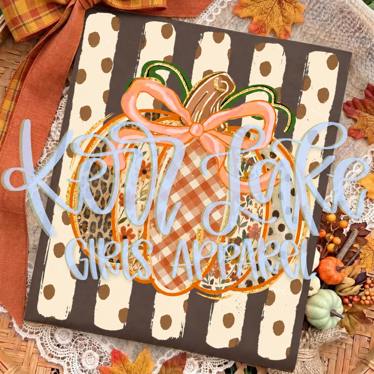 Patchwork Pumpkin & Peach Bow